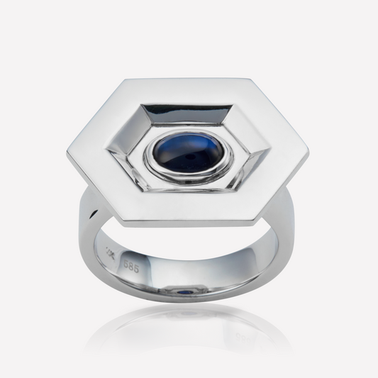 HEX Series Ring, Artifact, Blue Sapphire