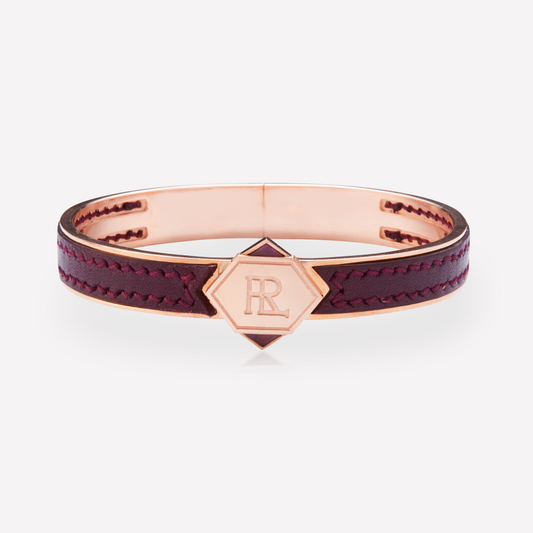 Twined Leather Bracelet, Large, Violet, Amethyst