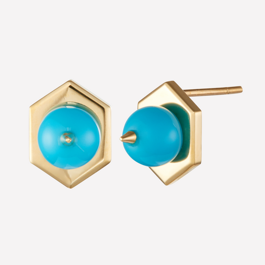 Tergum VII Earrings, Hex 1, Turquoise