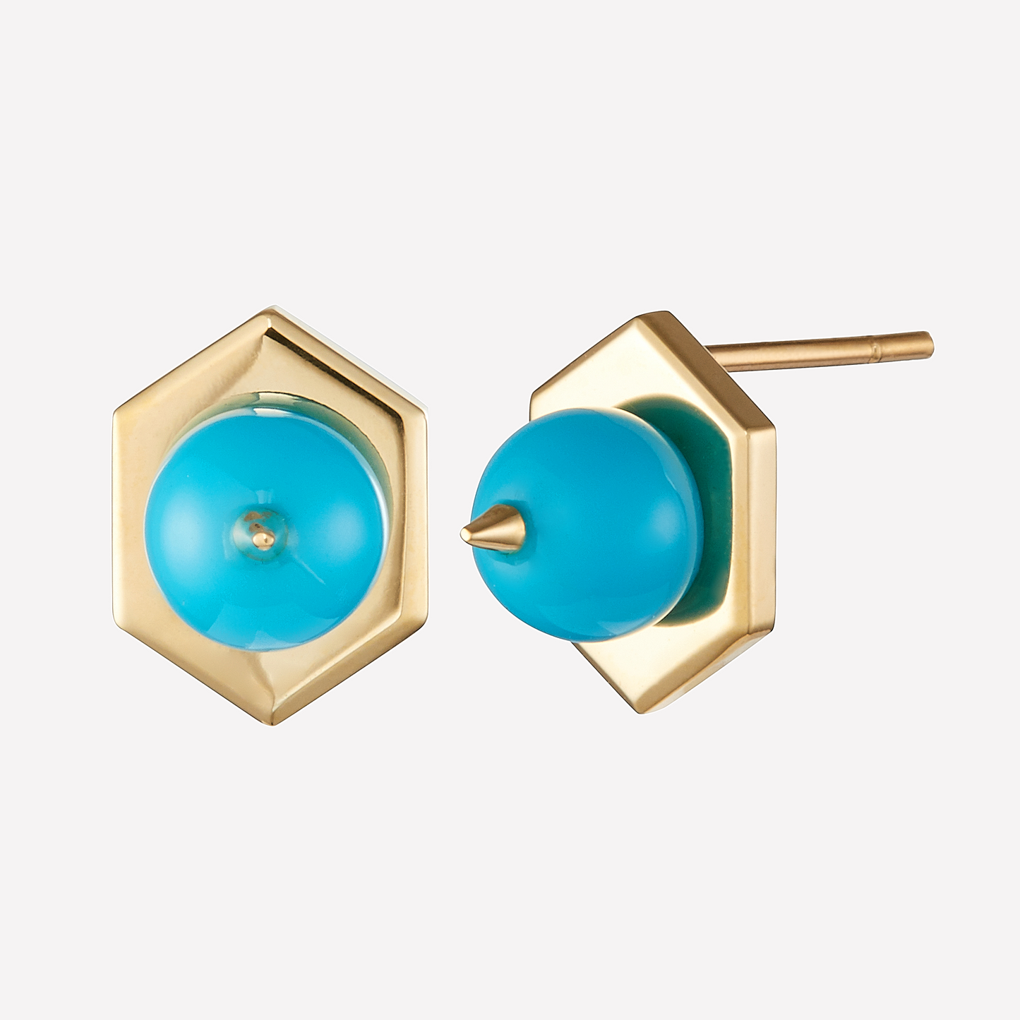 Tergum VII Earrings, Hex 1, Turquoise