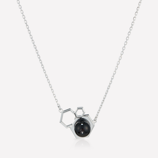 Tergum VII Necklace, Hex 3, Black Spinel