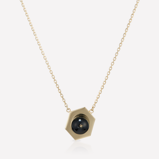 Tergum VII Necklace, Hex 1, Black Spinel