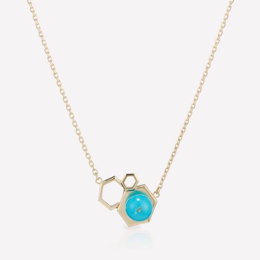 Tergum VII Necklace, Hex 3, Turquoise