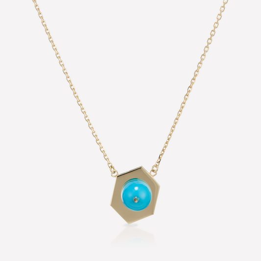 Tergum VII Necklace, Hex 1, Turquoise