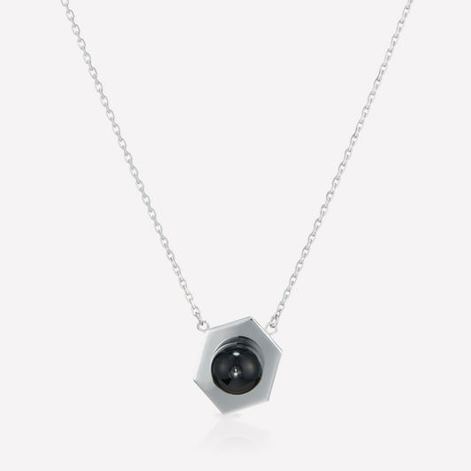 Tergum VII Necklace, Hex 1, Black Spinel
