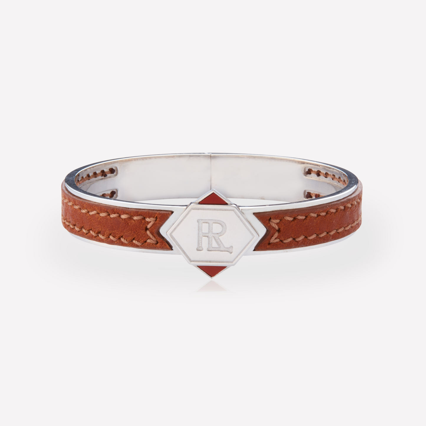 Twined Leather Bracelet, Large, Brown, Jasper