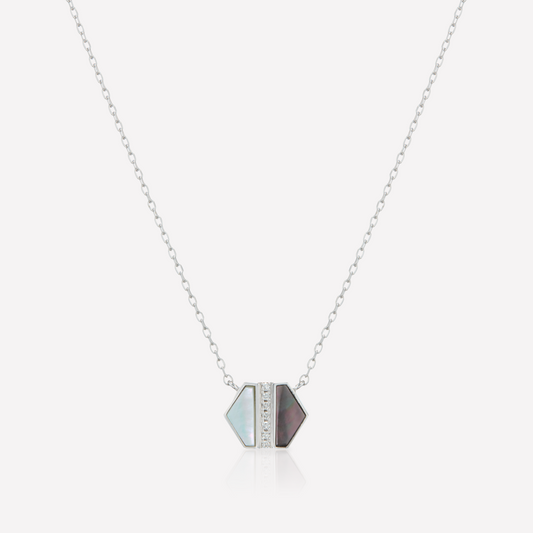VOID Filled By You Necklace, Small, Black&White Nacre, Diamond