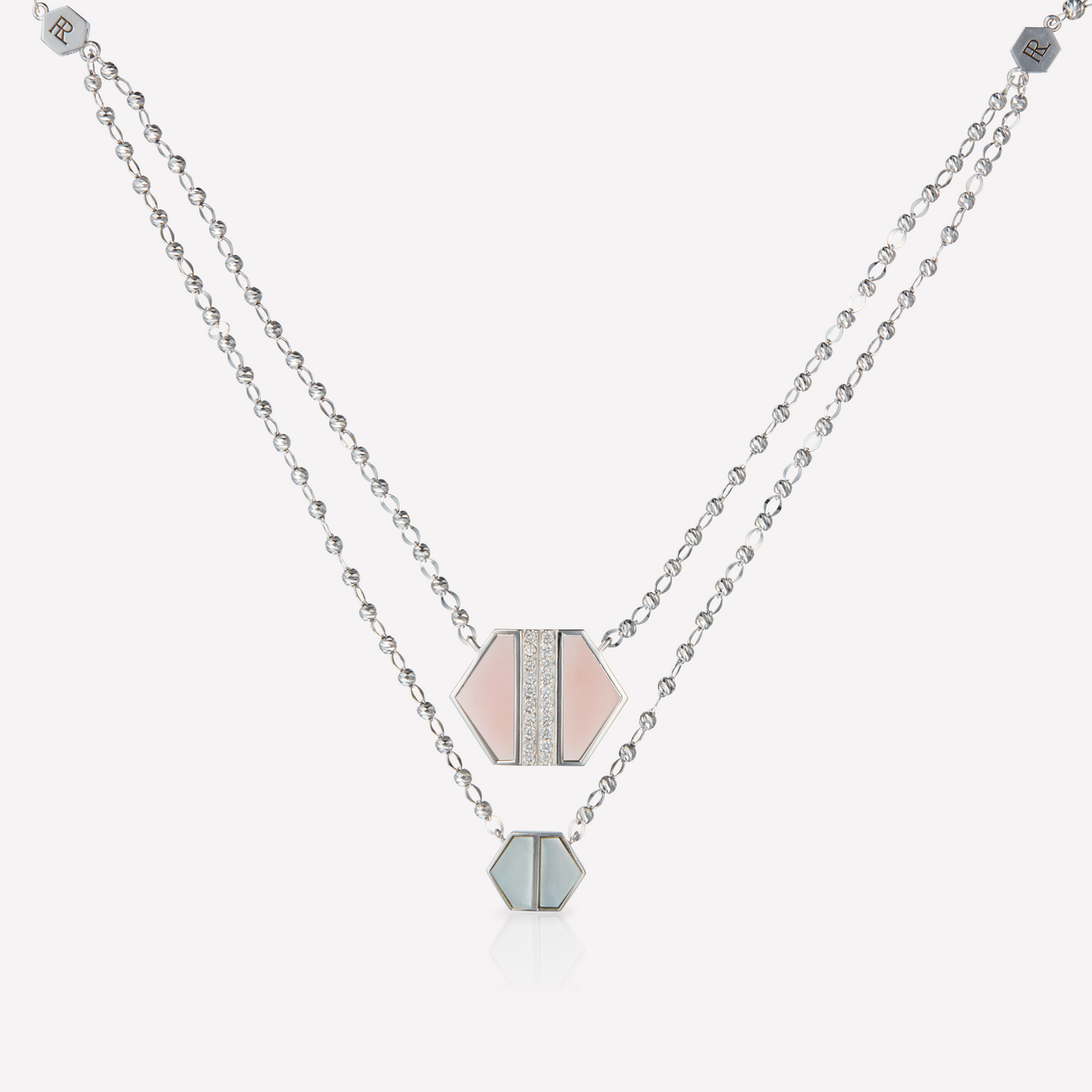 VOID Filled By You Necklace, Large, Pink Nacre, Diamond L