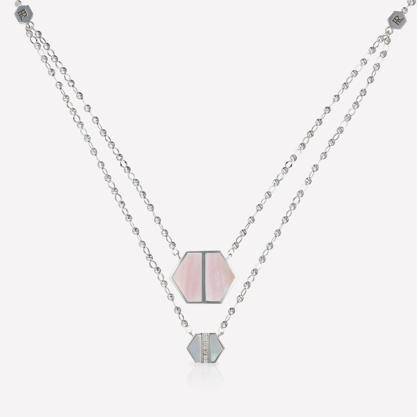 VOID Filled By You Necklace, Large, Pink Nacre, Diamond S