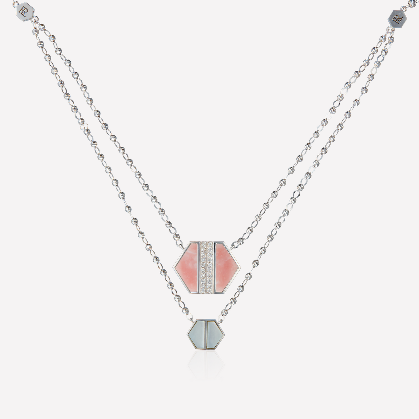VOID Filled By You Necklace, Large, Pink Opal, Diamond L