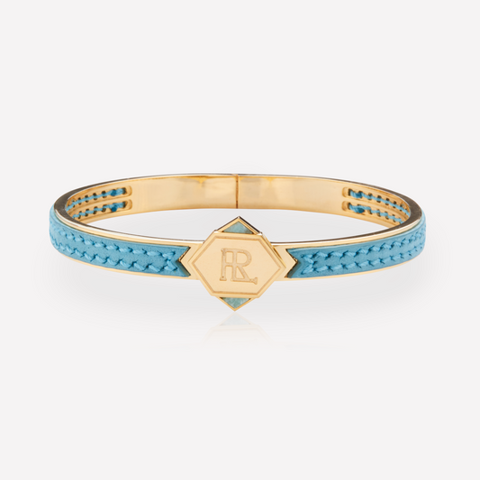 Twined Leather Bracelet, Small, Sky Blue, Amazonite