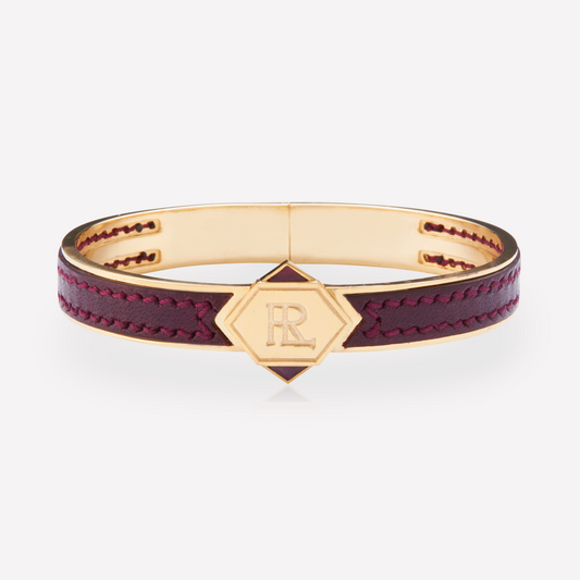 Twined Leather Bracelet, Large, Violet, Amethyst