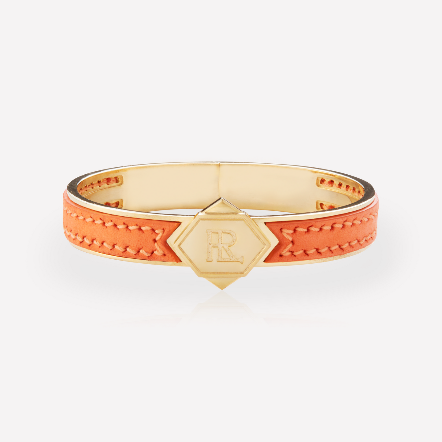 Twined Leather Bracelet, Large, Coral