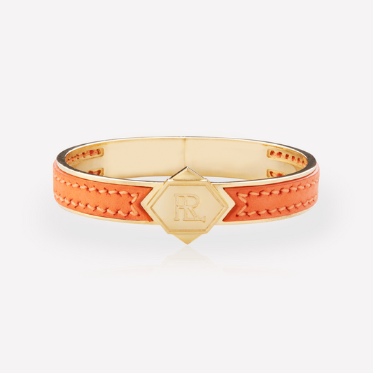 Twined Leather Bracelet, Large, Coral