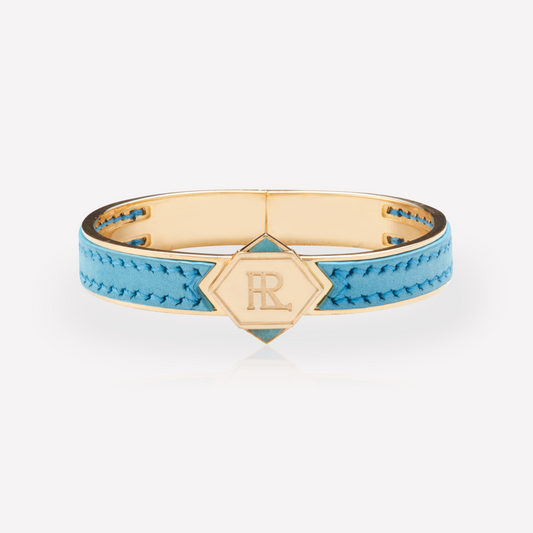 Twined Leather Bracelet, Large, Sky Blue, Amazonite