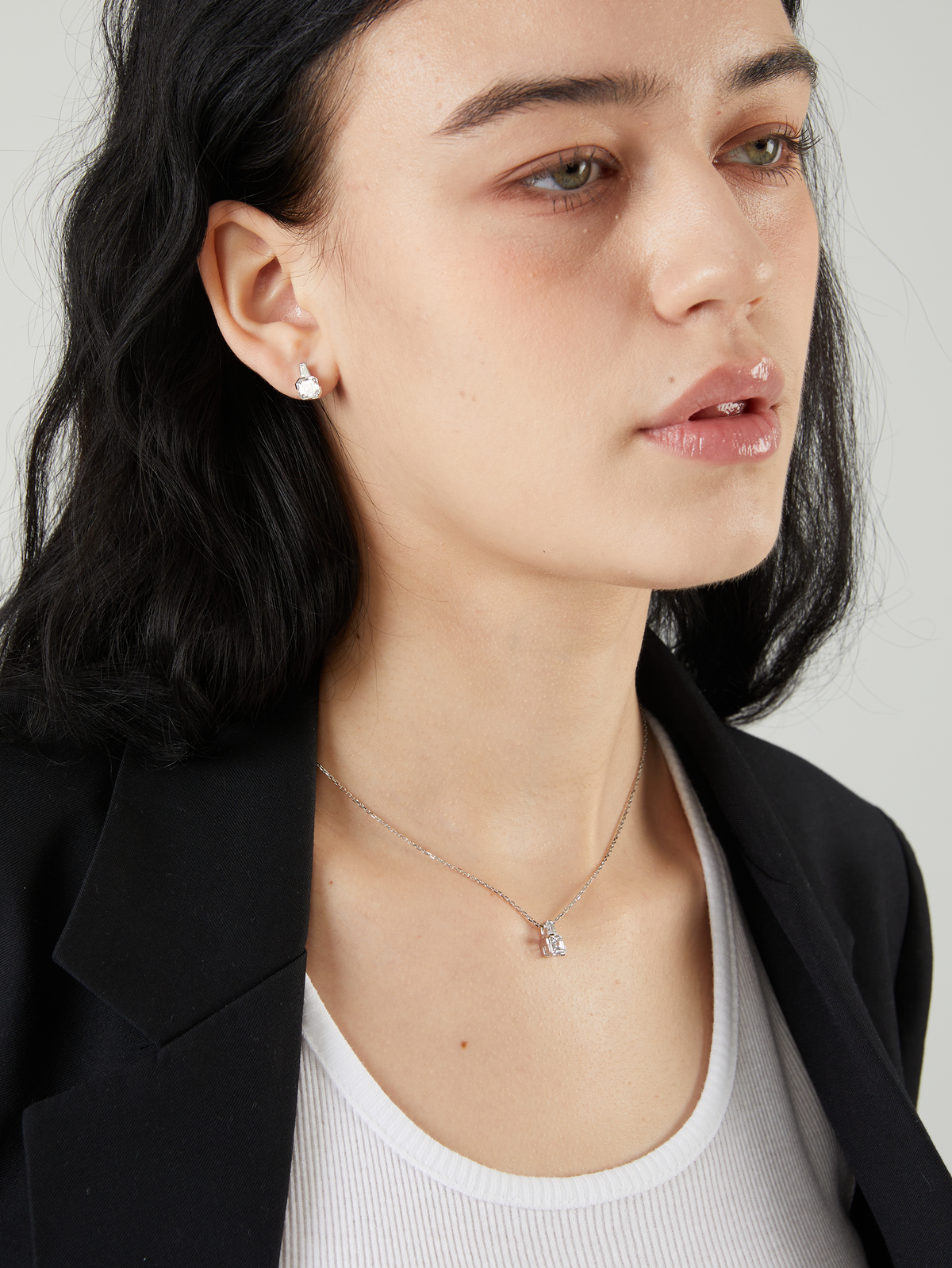 Hex To Octagon Necklace, Diamond