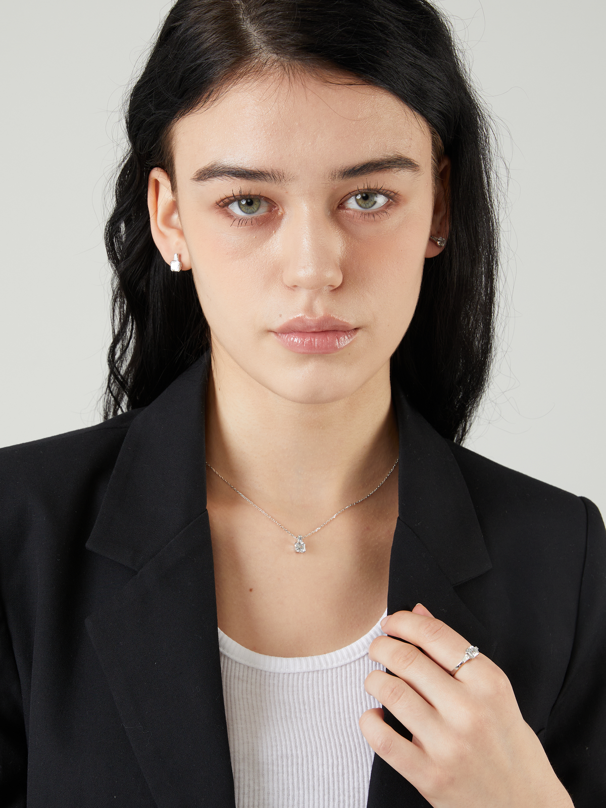 Hex To Octagon Necklace, Diamond