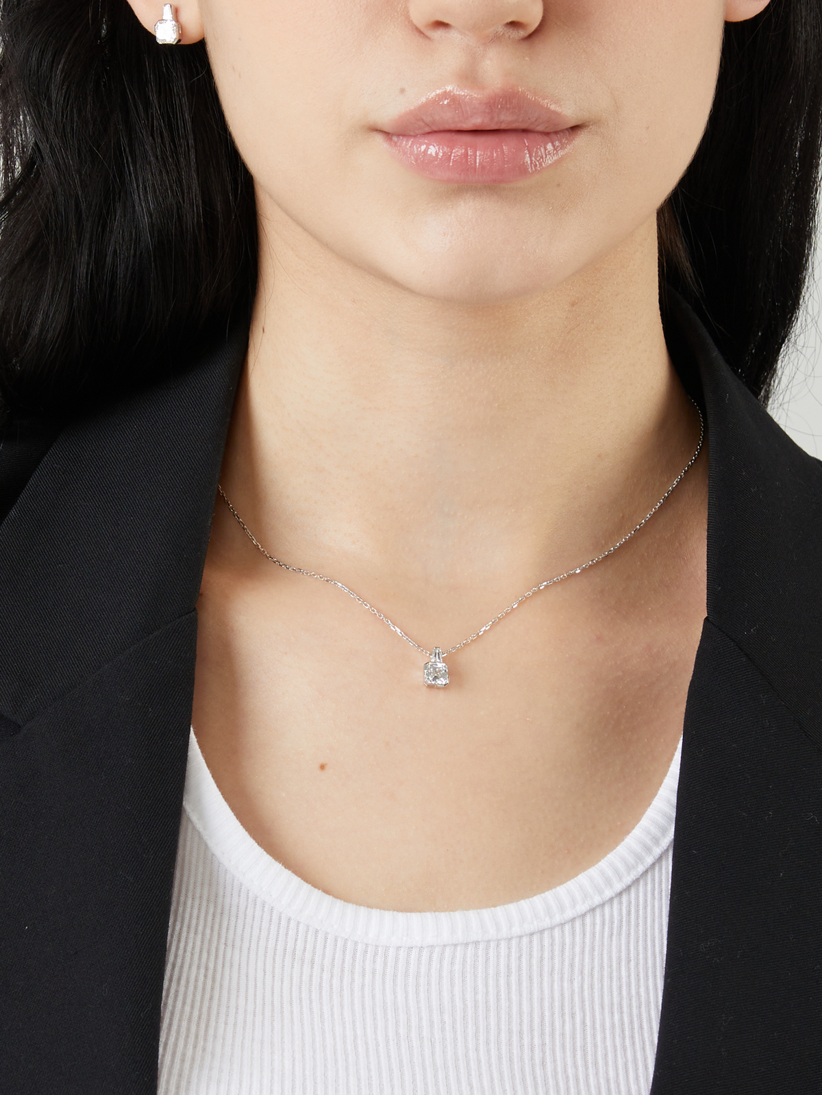 Hex To Octagon Necklace, Diamond