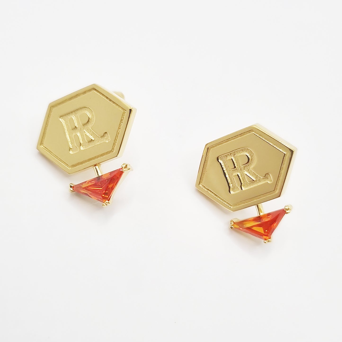 HEX Series Earrings, Orange Zirconia